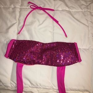 Pink sequin bikini top VS